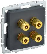 IEK Brite Base Графит Розетка акустическая 2 пары