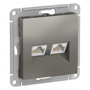 Atlas Design Сталь Розетка компьютерная 2-ая RJ45+RJ45, кат.5e
