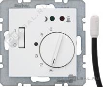 Терморегулятор 10А, НО-контакт, 230В
S.1,  поворотный,  датчик t° пола (внешний),  без таймера,   цвет - белый глянцевый