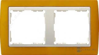 РамкаSimon 82, 2 поста, цвет - терракотовый, слоновая кость, металл, пластмасса