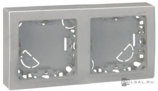 Рамка-корпус накладного монтажаSimon 73 Loft, 2 поста, цвет - алюминий, пластмасса