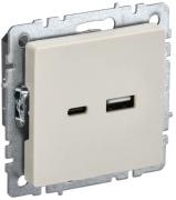 IEK Brite Base Бежевый Розетка USB А+C, 18Вт быстрая зарядка (USB type-C 5V, USB type-A 5V)