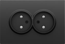Donel S08 Черный Графит Накладка Розетки 2-ая б/з со шторками