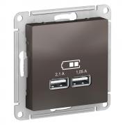 Atlas Design Мокко Розетка USB A+А, 5В/2,1 А, 2х5В/1,05 А