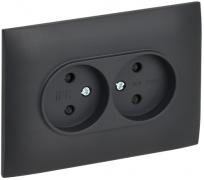 IEK Skandy Титан Розетка двойная б/з со шторками в сборе, винтовой зажим