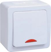 IEK ГЕРМЕС PLUS Белый Выключатель 1-клавишный с подсветкой IP54