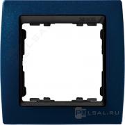РамкаSimon 82, 1 пост, цвет - синий металлик, графит, металл