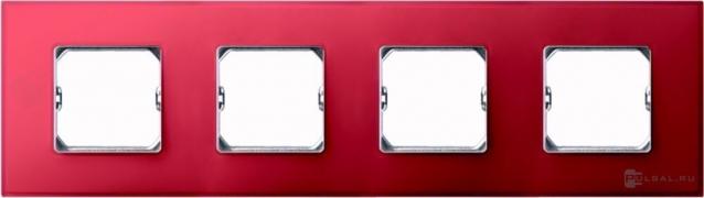 РамкаSimon 27 neos, 4 поста, цвет - рубиновый, пластмасса