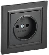 IEK Brite Черный Розетка б/з в сборе, винтовой зажим