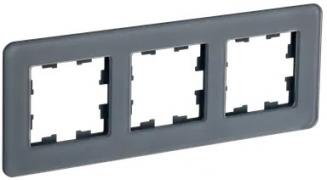 IEK Brite DECOR Графит матовый стекло Рамка 3-ая скругл.угол