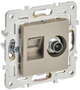 IEK Skandy Шампань Розетка TV+RJ45 кат.6E