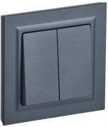 IEK Brite Base Маренго Выключатель 2-клавишный в сборе