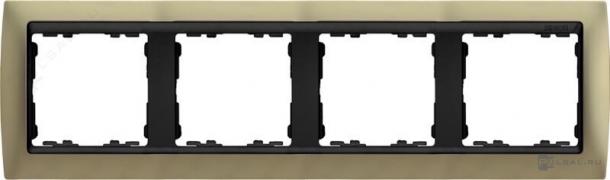 РамкаSimon 82, 4 поста, цвет - шампань матовая, графит, металл