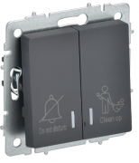 IEK Brite Base Графит Выключатель 2-кл кнопочный  с Н.О для отелей DND/MUR "не беспокоить / уберите с индикацией