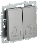IEK Brite Base Сталь Выключатель 2-кл кнопочный  с Н.О для отелей DND/MUR "не беспокоить / уберите с индикацией