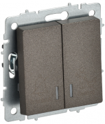 IEK Brite Base Темная Бронза Выключатель 2-кл кнопочный  с Н.О для отелей DND/MUR "не беспокоить / уберите с индикацией