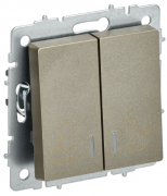 IEK Brite Base Шампань Выключатель 2-кл кнопочный  с Н.О для отелей DND/MUR "не беспокоить / уберите с индикацией