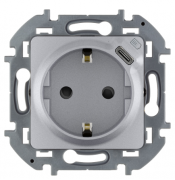 Legrand Inspiria Алюминий с/з + USB type-C, 7,5Вт (USB type-C 5V, 1,5A)