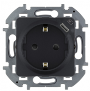 Legrand Inspiria Антрацит с/з + USB type-C, 7,5Вт (USB type-C 5V, 1,5A)