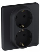 Legrand Inspiria Антрацит Розетка двойная с/з со шторками в сборе , винтовые клеммы