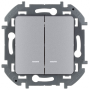 Legrand Inspiria Алюминий Выключатель 2-кл с подсветкой