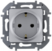 Legrand Inspiria Алюминий Розетка с/з со шторками, винтовые клеммы