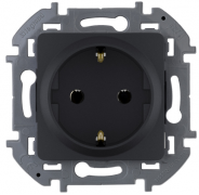 Legrand Inspiria Антрацит Розетка с/з со шторками, винтовые клеммы