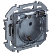 Legrand Inspiria Алюминий Розетка с/з со шторками с крышкой IP44, винтовые клеммы