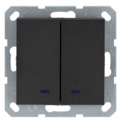Jasmart G Антрацит Выключатель 2-кл с подсветкой