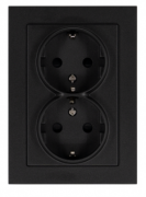 Jasmart G Антрацит Розетка двойная с/з со шторками в сборе