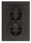 Jasmart G Мокко Розетка двойная с/з со шторками в сборе