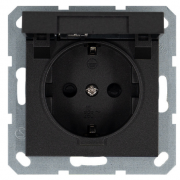 Jasmart G Антрацит Розетка с/з со шторками с крышкой