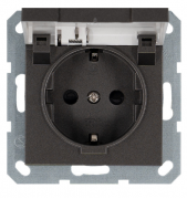 Jasmart G Мокко Розетка с/з со шторками с крышкой