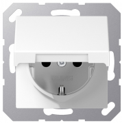 Jung ECO profi Белый Розетка с/з с крышкой без шторок , безвинтовые клеммы