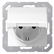 Jung ECO profi Белый матовый Розетка с/з с крышкой без шторок , безвинтовые клеммы