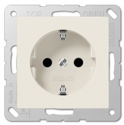 Jung ECO profi Слоновая кость Розетка с/з со шторками, безвинтовые клеммы