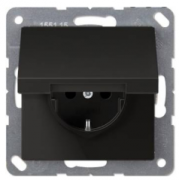 Jung ECO profi Черный матовый Розетка с/з с крышкой без шторок , безвинтовые клеммы