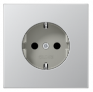 Jung LS 990 Алюминий Розетка с/з со шторками, безвинтовые клеммы