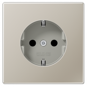 Jung LS 990 Нержавеющая сталь Розетка с/з без шторок, безвинтовые клеммы