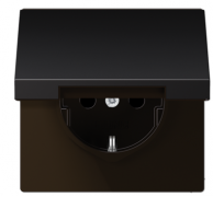 Jung LS 990 Алюминий темный Розетка с/з с крышкой без шторок , безвинтовые клеммы