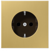 Jung LS 990 Латунь классическая Розетка с/з со шторками, безвинтовые клеммы