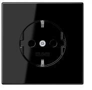 Jung LS 990 Черный Розетка с/з без шторок, безвинтовые клеммы