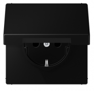 Jung LS 990 Черный матовый Розетка с/з с крышкой без шторок , безвинтовые клеммы