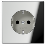 Jung LS 990 Хром Розетка с/з со шторками, безвинтовые клеммы