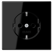 Jung LS 990 Черный Розетка с/з со шторками, безвинтовые клеммы