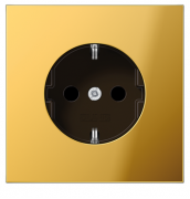 Jung LS 990 Золото Розетка с/з со шторками, безвинтовые клеммы