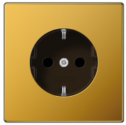 Jung LS 990 Золото 24 карата Розетка с/з со шторками, безвинтовые клеммы