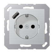 Jung A 500 Алюминий Розетка с/з + USB тип A (USB type-A 5V)
