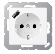 Jung A 500 Белый матовый Розетка с/з + USB тип A (USB type-A 5V)