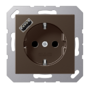 Jung A 500 Мокко Розетка с/з + USB тип A (USB type-A 5V)